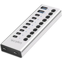 LogiLink USB 3.1 Hub. 10-port . 2x USB-A. 8x USB-C. w/ switches. alumi