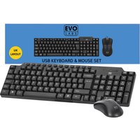 EVO LABS CM-501UK Wired Multimedia Keyboard and Mouse Combo Set. USB P