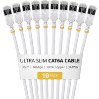 StarTech.com 30cm White Ultra Slim Cat6A Ethernet Cable. 10 Pack. Snag