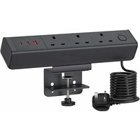 Proline DESK POWER POD 3 x 13A + 1 USB-A & 2 X USB-C (65W) - BLACK