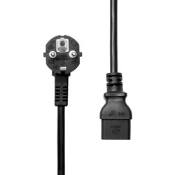 Proxtend Angled Type F (Schuko) To C19 Power Cable. Black 1M