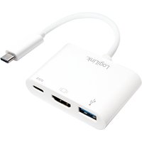 LogiLink 0.14m. 2xUSB-C/HDMI+USB A White