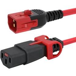 Fdl 2M Iec C14 Plug To C13 Socket Dual Locking Ext. - Red