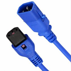 Fdl 1M Iec C14 Plug To C13 Socket Dual Locking Ext. - Blue