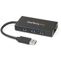StarTech.com 3-Port Portable USB 3.0 Hub plus Gigabit Ethernet - Alumi