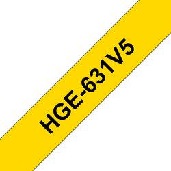 Brother HGE-631V5 Directlabel Black On Yellow Laminat 12Mm X 8M Pack=5