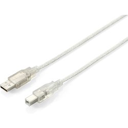 Equip Usb 2.0 Type A To Type B Cable. 3.0M . Transparent Silver Equip Usb 2.0 Type A To Type B Cable. 3.0M . Transparent Silver