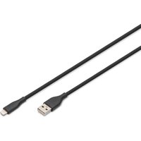 Digitus Lightning silicone connection cable. USB-A - Lightning 1m. bla