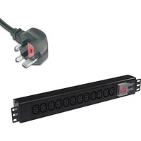 POWERDATA 12 WAY 19 INCH RACK PDU IEC SKTS TO 13A PLUG - HORIZONTAL