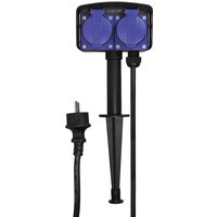 LogiLink LPS214 power extension 2 m 2 AC outlet(s) Outdoor Black. Blue