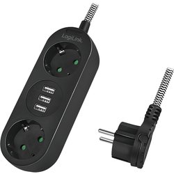 Logilink LPS262U Power Extension 1.5 M 2 Ac Outlet(S) Indoor Black
