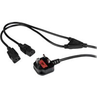 StarTech.com 6ft (2m) UK Computer Power Cable Y Splitter. 18AWG. BS 13