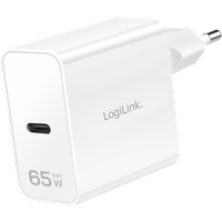 LogiLink USB-C charger. 65 W. GaN. 1-port. 1x USB-C (PD/QC). White