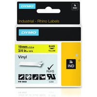 Dymo 18433/S0718470 Ribbon Vinyl black on yellow 19mm x 5.5m for Dymo