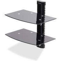 Dual Floating Wall Mounted AV Shelves. Adjustable Height