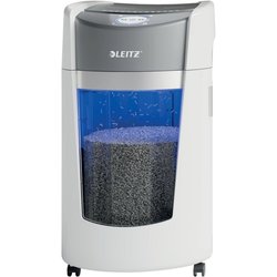 Leitz IQ OptiMax Office P5 Micro-Cut Paper Shredder, Shreds 12-10 Sheets (70-80 gsm), Unique Bin Rotation Technology, 33% More Bin Capacity, 35L Bin (550x A4), Ultra-Quiet Operation, White, 83601000