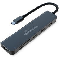 MediaRange USB Type-C 6-in-1 multiport adapter. silver