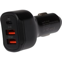 Maplin 2x USB-A / 1x USB-C Power Delivery High Speed USB Car Charger
