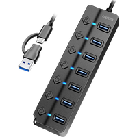 LogiLink USB 3.2 Gen 1 Hub. 7-port. w/ switch for each port. black