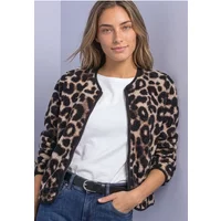 Teddy-Jacke mit Rundhals und Print