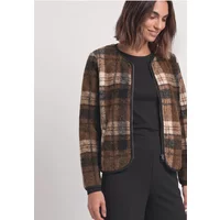 Teddy-Jacke mit Rundhals und Print