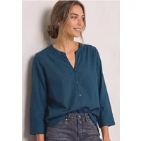 3/4-Arm Bluse mit Split Neck