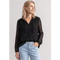 Chiffon-Bluse mit Split Neck und Bändern