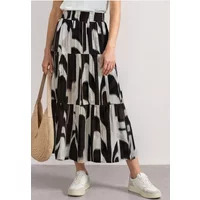 Maxi-Rock mit Volants und Print