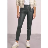 Mid Waist Hose im Slim Fit in Leder-Optik