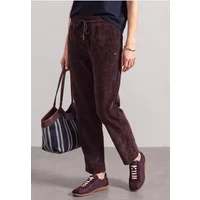 Mid Waist Straight Leg Cordhose in Unifarbe