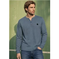 Langarm Henleyshirt im Melange-Look