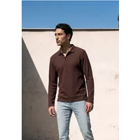Langarm Poloshirt in Unifarbe