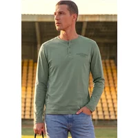 Angerautes Henleyshirt mit Printdetail