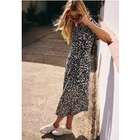 Midikleid mit Knotendetail und Leo-Print