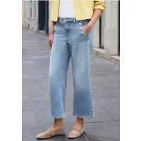 7/8 Cropped Wide Leg Jeans mit Knopfdetail