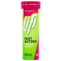 Lift 10 Juicy Raspberry Fast Acting Glucose Chews 10 tablets