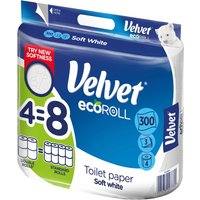 Velvet ecoRoll Soft White Carta Igienica 4 pz