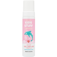 Kids Stuff Schiuma detergente per corpo e capelli rosa, al profumo di fragola