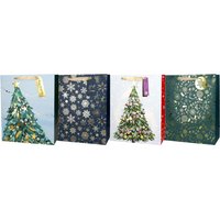Incood Borsa regalo - Albero di Natale/Fiocchi di neve (26x32cm) 1 pz.
