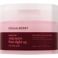 Eqqualberry Collagen Pore-Tight Up Gel, Dischetti per il viso con gel al collagene per restringere i pori, 60 pezzi