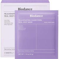 Biodance Maschera Rigenerante al Caviale PDRN Real Deep, Maschera Viso Ringiovanente con Collagene e PDRN, 4x34g