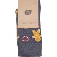 Life Calzini motivo Biscotti + Cuore, taglia 43-46 grigio