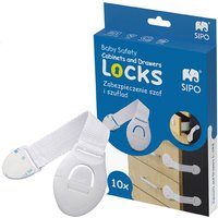 Sipo Dispositivi di Sicurezza a Scatto con Cinturino per Armadi e Cassetti 10 pz