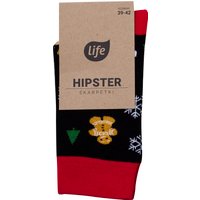 Life Calzini Hipster Motivo Omini di Pan di Zenzero Neri, taglia 43-46