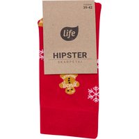 Life Calzini Hipster Motivo Omini di Pan di Zenzero Rossi, taglia 43-46