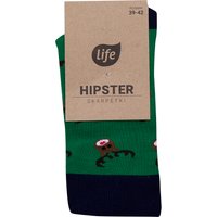 Life Calzini Hipster Motivo Renna Verde, taglia 39-42
