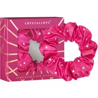Crystallove Elastico per Capelli in Seta con Cristalli Hot Pink