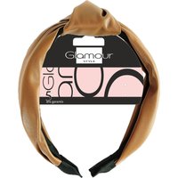 Glamour Cerchietto con Nodo in Pelle Sintetica Caramello