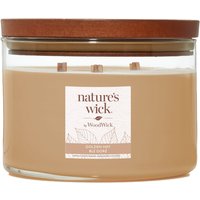 Woodwick Natures Wick Candela in Vetro con 3 Fili di Legno Golden Hay