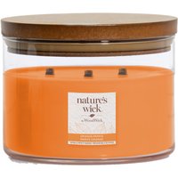 Woodwick Natures Wick Candela in Vetro con 3 Stoppini in Legno Arancia Papaya